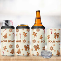 Personalized Christmas 4 in 1 Can Cooler Tumbler Custom Name Coquette Bow Tree Gingerbread Xmas Gifts For Her - Wonder Print Shop