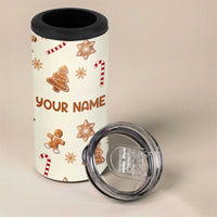 Personalized Christmas 4 in 1 Can Cooler Tumbler Custom Name Coquette Bow Tree Gingerbread Xmas Gifts For Her - Wonder Print Shop
