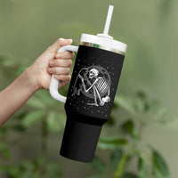 Skeleton and Black Cat Tumbler With Handle Skull Kitty Cute Goth Halloween Pet - Wonder Print Shop