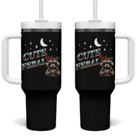 Funny Raccoon Cute But Feral Tumbler With Handle Cute But Feral