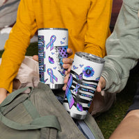 Suicide Prevention Awareness Tumbler Cup Teal Purple Ribbon Warrior Support USA Flag - Wonder Print Shop