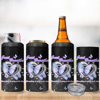 Suicide Prevention Awareness 4 in 1 Can Cooler Tumbler Teal Purple Butterfly Just Breathe Everything Is Going To Be Okay - Wonder Print Shop
