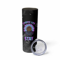 Suicide Prevention Awareness Skinny Tumbler Teal Purple Sunflower Choose Life Stay Therapist Psychologist - Wonder Print Shop
