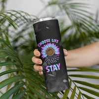 Suicide Prevention Awareness Skinny Tumbler Teal Purple Sunflower Choose Life Stay Therapist Psychologist - Wonder Print Shop