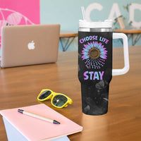 Suicide Prevention Awareness Tumbler With Handle Teal Purple Sunflower Choose Life Stay Therapist Psychologist - Wonder Print Shop