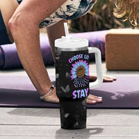 Suicide Prevention Awareness Tumbler With Handle Teal Purple Sunflower Choose Life Stay Therapist Psychologist - Wonder Print Shop