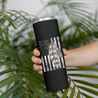 Native American Culture Skinny Tumbler Strong Indigenous Women Feathers USA Flag - Wonder Print Shop