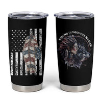 Native American Culture Tumbler Cup Strong Indigenous Women Feathers USA Flag - Wonder Print Shop
