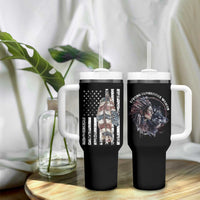 Native American Culture Tumbler With Handle Strong Indigenous Women Feathers USA Flag - Wonder Print Shop