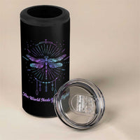 Suicide Prevention Awareness 4 in 1 Can Cooler Tumbler Teal Purple Dragonfly The World Needs You Light - Wonder Print Shop