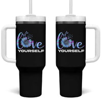 Suicide Prevention Awareness Tumbler With Handle Teal Purple Sunflower Self-Love Mental Health Positive - Wonder Print Shop