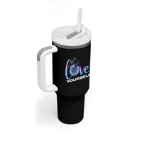 Suicide Prevention Awareness Tumbler With Handle Teal Purple Sunflower Self-Love Mental Health Positive - Wonder Print Shop