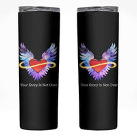 Suicide Prevention Awareness Skinny Tumbler Teal Purple Infinity Wings Your Story Is Not Over - Wonder Print Shop