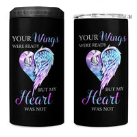Suicide Prevention Awareness 4 in 1 Can Cooler Tumbler Teal Purple Butterfly Your Wings Were Ready But Our Hearts Were Not Sympathy Gift for Family Members - Wonder Print Shop