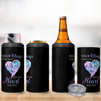 Suicide Prevention Awareness 4 in 1 Can Cooler Tumbler Teal Purple Butterfly Your Wings Were Ready But Our Hearts Were Not Sympathy Gift for Family Members - Wonder Print Shop