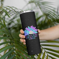 Suicide Prevention Awareness Skinny Tumbler Teal Purple Sunflower It's Okay If The Only Thing You Do Today Is Breathe - Wonder Print Shop