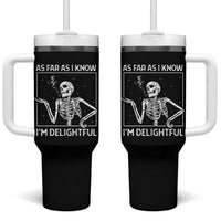 Funny Skeleton Skull Tumbler With Handle As Far As I Know I'm Delightful Halloween Party - Wonder Print Shop