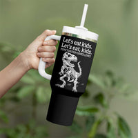 Funny Dinosaur Skeleton Tumbler With Handle Let's Eat Kids Punctuation Saves Lives Grammar Teacher Halloween - Wonder Print Shop