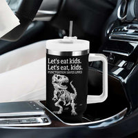 Funny Dinosaur Skeleton Tumbler With Handle Let's Eat Kids Punctuation Saves Lives Grammar Teacher Halloween - Wonder Print Shop