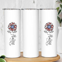 Harris 2024 Election Skinny Tumbler Madam President Vintage Floral Sunflower American Flag - Wonder Print Shop