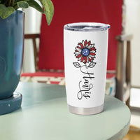 Harris 2024 Election Tumbler Cup Madam President Vintage Floral Sunflower American Flag - Wonder Print Shop