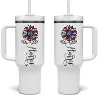 Harris 2024 Election Tumbler With Handle Madam President Vintage Floral Sunflower American Flag - Wonder Print Shop