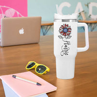 Harris 2024 Election Tumbler With Handle Madam President Vintage Floral Sunflower American Flag - Wonder Print Shop