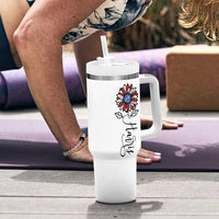 Harris 2024 Election Tumbler With Handle Madam President Vintage Floral Sunflower American Flag - Wonder Print Shop