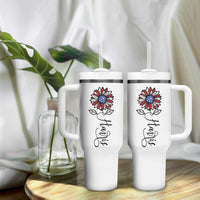 Harris 2024 Election Tumbler With Handle Madam President Vintage Floral Sunflower American Flag - Wonder Print Shop