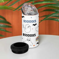 ute Ghost Cat Reading 4 in 1 Can Cooler Tumbler Funny Reader Halloween Bookish Cat Mom Gift - Wonder Print Shop