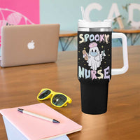 Halloween Nurse Tumbler With Handle Spooky Nurse Ghost Nursing Halloween - Wonder Print Shop