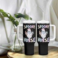Halloween Nurse Tumbler With Handle Spooky Nurse Ghost Nursing Halloween - Wonder Print Shop