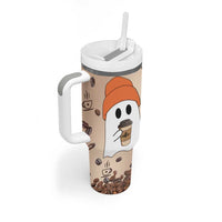 Gnome Drinking Coffee Tumbler With Handle Funny Halloween Coffee Lover - Wonder Print Shop