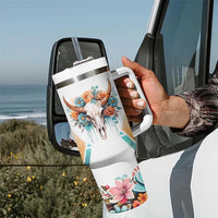 Native American Indian Pride Tumbler With Handle Never Underestimate A Women With Native Blood Tribe Southwest Tribal Bull Cow Skull Feathers - Wonder Print Shop