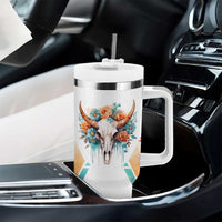 Native American Indian Pride Tumbler With Handle Never Underestimate A Women With Native Blood Tribe Southwest Tribal Bull Cow Skull Feathers - Wonder Print Shop
