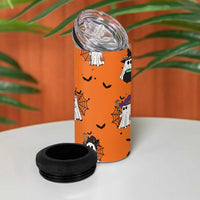 Halloween Ghost 4 in 1 Can Cooler Tumbler Trick Or Treat Spooky Ice Coffee Cup Gift For Her - Wonder Print Shop