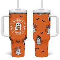 Halloween Ghost Tumbler With Handle Trick Or Treat Spooky Ice Coffee Cup Gift For Her - Wonder Print Shop