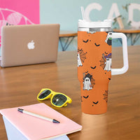 Halloween Ghost Tumbler With Handle Trick Or Treat Spooky Ice Coffee Cup Gift For Her - Wonder Print Shop
