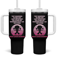 Breast Cancer Awareness Tumbler With Handle I'm The Storm Black Women Breast Cancer Survivor Pink Ribbon - Wonder Print Shop