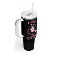 Cute Ghost Halloween Breast Cancer Awareness Tumbler With Handle In October We Wear Pink - Wonder Print Shop