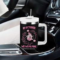 Cute Ghost Halloween Breast Cancer Awareness Tumbler With Handle In October We Wear Pink - Wonder Print Shop