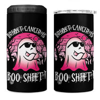 Breast Cancer Is Boo Sheet 4 in 1 Can Cooler Tumbler Halloween Pink Ghost - Wonder Print Shop