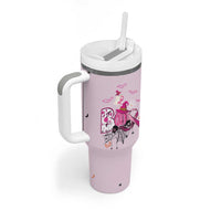 Pink Ghost Halloween Tumbler With Handle Funny Breast Cancer Ribbon - Wonder Print Shop