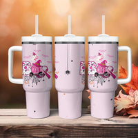 Pink Ghost Halloween Tumbler With Handle Funny Breast Cancer Ribbon - Wonder Print Shop