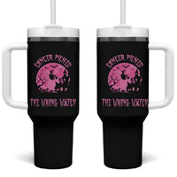 Breast Cancer Awareness Halloween Tumbler With Handle Pink Ribbon Cancer You Picked The Wrong Witch - Wonder Print Shop