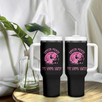 Breast Cancer Awareness Halloween Tumbler With Handle Pink Ribbon Cancer You Picked The Wrong Witch - Wonder Print Shop