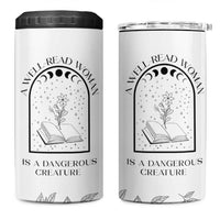 Book Lover 4 in 1 Can Cooler Tumbler Floral Library A Well Read Woman Is A Dangerous Creature