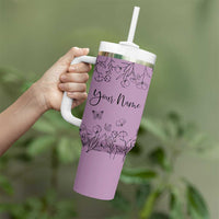 Personalized Wildflower Floral Tumbler With Handle Custom Name Gifts For Her Mothers Day Gift