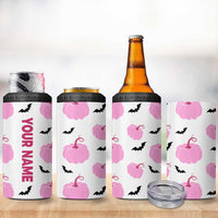 Personalized Halloween Iced Coffee 4 in 1 Can Cooler Tumbler Custom Name Pink Pumpkin - Wonder Print Shop
