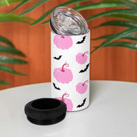 Personalized Halloween Iced Coffee 4 in 1 Can Cooler Tumbler Custom Name Pink Pumpkin - Wonder Print Shop